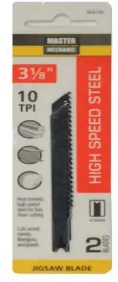 3-1/8" Carbon Jigsaw Blade, 10 TPI, Master Mechanic, U-Shank (PULL Cutting)