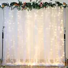 White Tulle Backdrop Curtain with Lights String for Parites 10×8Ft Sheer Backdro