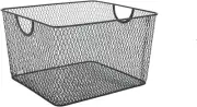 Household Wire Mesh Open Bin Shelf Storage Basket Organizer Black for Kitchen Pa