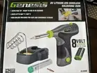 Genesis GLSI08 8V Li-Ion Cordless Soldering Iron with Iron Holder, Solder Wire,