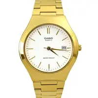 在飛比找樂天市場購物網優惠-CASIO手錶 極簡風日期窗白面金色鋼錶【NECE41】