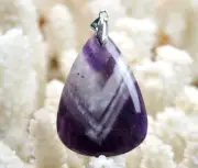 Amethyst Chevron 77 Carats - Natural Stone Cabochon Pendant - India / FN88