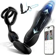 Thrusting Anal Toys Sex Toys - Vibrating Anal Vibrator Butt Plugs with 3 Thrusting Expanding & 9 Vibration Modes, 3 in 1 Adult Sex Toys Penis Rings for Men Orgasm