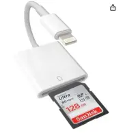 SD Card Adapter Camera Reader for iPad iPhone 6 7 8 Plus 11 12 15Pro