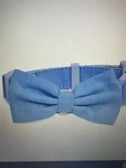 blue CHAMBRAY Bow Dog Collar M L New Good2Go