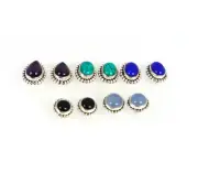 WHOLESALE 5PR 925 SOLIDSTERLING SILVER BLUE CHALCEDONY MIX STUD EARRING LOT C620