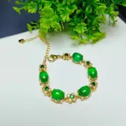 Ice Type Chalcedony Four Leaf Clover Jewelry Bracelet, Agate Chalcedony Bracelet