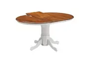 Divano Lupin Extendable Dining Table 150cm Pedestral Stand Solid Rubber Wood -White Oak