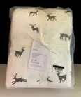 New Pottery Barn RUSTIC REINDEER Organic Flannel QUEEN Sheet Set Charcoal NWT