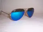 NEW RAY BAN AVIATOR Sunglasses 3025 112/17 GOLD/BLUE MIRROR 62MM AUTHENTIC