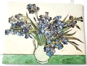 Vintage Blank Note Card Van Gogh Irises Flowers in Vase