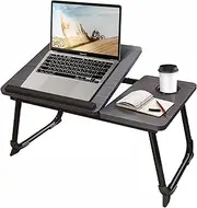 Mumoo Bear Laptop Desk for Bed Couch, Height & Angle Adjustable Foldable Lap Table Stand for Bed, Lap Desk Bed Tray Table, Light Weight Foldable Portable Laptop Table (Black)