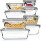 8 Pack Glass Food Storage Containers with Airtight Lids for Meal Prep and Lunch