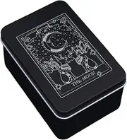Box For Tarot Cards, Metal Tarot Card Storage Box, Small Portable Protective Case For Cards, Moon Sun Printed Tarot Box For Storage
