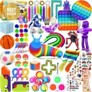 80Pack Fidget Toys Set, Pop It Stress Relievers,Sensory Toys for Kids&Adults, Pa