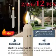 Cordless 12PCS Window Flameless LED Taper Candles with Sensor Dusk to Dawn Timer
