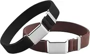 [HoaaiGo] Pack of 2 Elastic Children's Belts, Adjustable Belt for Boys and Girls, Adjustable with Simple Magnetic Buckle, Belt Uniform for Jeans, Trousers, Dress, Black + Coffee, Black + Coffee, 60-80
