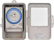 xinyee Mechanical 24 Hours Timer Switch IP53 Rating Programmable Electrical Timer Switch Box AC 100-240V 15 Minutes Interval 96 Times ON/OFF with Mounting Hole Dustproof Waterproof Cover