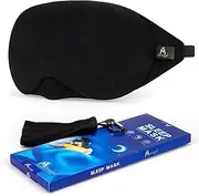 Mavogel Cotton Sleep Mask - Light Blocking Sleep Eye Mask, Includes Travel Pouch, Soft, Comfortable, Blindfold, 100% Handmade, Sleep Mask for Travel/Sleeping/Shift Work/Meditation, Black
