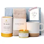 Get Well Gift Box - Organic Self Care Package with Socks, Mug, Tea, Candle, Card