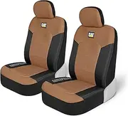 Caterpillar MeshFlex Automotive Seat Covers for Cars Trucks and SUVs (Set of 2) – Beige Car Seat Covers for Front Seats, Truck Seat Protectors with Comfortable Mesh Back, Auto Interior Covers