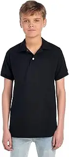 [Jerzees] Boys' Youth Short Sleeve Polo Shirts, Cotton Blend, Two Button Closure, Regular Fit, Sizes S-XL