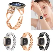 For Fitbit Versa 3/4 Sense 2 Large X-shaped Design Strap Stainless Steel Band