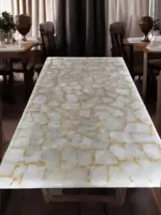 48"x24" Rectangle White Quartz Stone Dining Table Top Handmade Furniture Decors