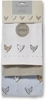 Cooksmart British Designed Pack of 3 Tea Towels | Luxury Tea Towels for Kitchen | Modern Designed Tea Towel Set