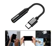 USB C to 3.5mm Jack Adapter Type C to 3.5mm Extension USB Type C to AUX Black