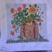 COOPER OAKS DESIGN Summer Basket Hand-painted Needlepoint Canvas 10x10"