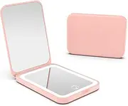 Kintion 2025 Pocket Mirror, 1X/3X Magnification LED Compact Travel Makeup Mirror for Purse with 3 Color Lighting, Rechargeable and Dimmable, Portable Lighted Mirror for Women Gifts, Pink