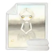 Scary Art Girl Ghost of the Pumpkin Patch Throw Blanket