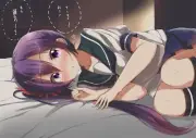 Anime girls kantai collection akebono short hair purple Playmat Gaming Mat Desk