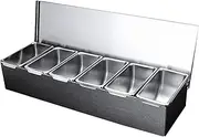 Stainless Steel Condiment Containers - Seasoning Storage Container,6-Grid Airtight Organizer With Lid For Salt Sugar Pepper Snacks Tea Coffee