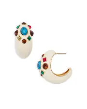 Aqua Mixed Stone Half Hoop Earrings - Exclusive