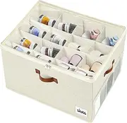[VERONLY] Shoe Organiser for Closet Fits 16 Pairs, Adjustable Dividers Shoe Storage Bins Boxes, Foldable Shoe Holder Cube Containers with Clear Cover for Large Shoes, High Heels, Sneaker, Boots (Beige)