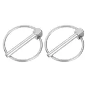 2Pcs 1/4" x 1-3/4" Linch Pin with Ring Stainless Steel Round Linch Pins Silver