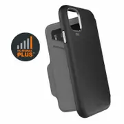Monaco Leather Wallet Case Armour with D3O 5G Signal Plus - For iPhone 12 mini 5.4" Black/Space Grey