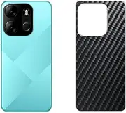 Puccy 2 Pack Back Protector Film, compatible with TECNO POP 7 Black Carbon Fiber Guard Cover Skin （ Not Tempered Glass Front Screen Protectors ）