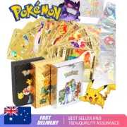 55 Pokemon Cards Gold Metallic Pack TCG Vmax GX Charizard Rare Metal Gifts Xmas