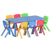 Keezi 9PCS Kids Table and Chairs Set Children Study Desk Furniture Plastic 8 Cha