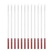 12pcs Kebob Skewers 60cmx10mmx2mm Stainless Steel Flat Sticks with Wood Handle