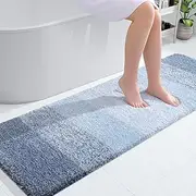 OLANLY Luxury Bathroom Rug Mat, Extra Soft and Absorbent Microfiber Bath Rugs, Non-Slip Plush Shaggy Bath Carpet Runner, Machine Wash Dry, Bath Mats for Bathroom Floor, Tub and Shower, 59x20, Blue