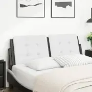 Double Faux Leather Headboard Cushion White Black 137cm Bedroom Decor