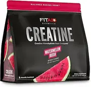 FITAID Essentials Creatine Powder Watermelon Rush, CreaPure Creatine Monohydrate, ATP Production for Weightlifting, Cycling, Zero Sugar, Smooth-Mixing, Easy on Stomach, Resealable, 60 Servings