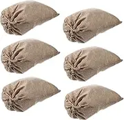 6pcs Reusable Linen Potato Sacks with Drawstring Vegetable Storage Bags for Rice Seeds and Pet Food Burlap