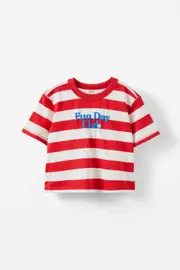 [Cotton On Kids] Cotton On Kids - Bobbi Short Sleeve Graphic Tee - Varsity red stripe/fun day club 0-3M VARSITY RED STRIPE/FUN DAY CLUB