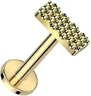 [Pierced Owl] 16GA ASTM F-136 Implant Grade Titanium Internally Threaded Bumpy Rectangle Top Flat Back Stud