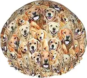 Labrador Retriever Dogs Print Various Activities Shower Cap Reusable Soft And Lightweight Bath Hair Cap Long Hair